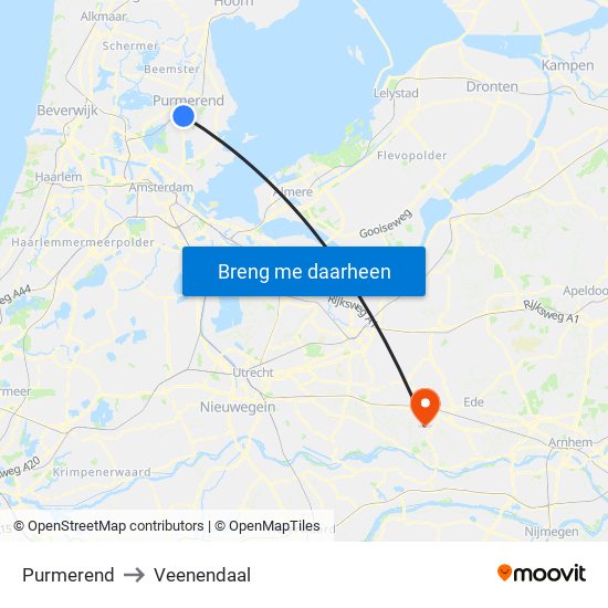 Purmerend to Veenendaal map