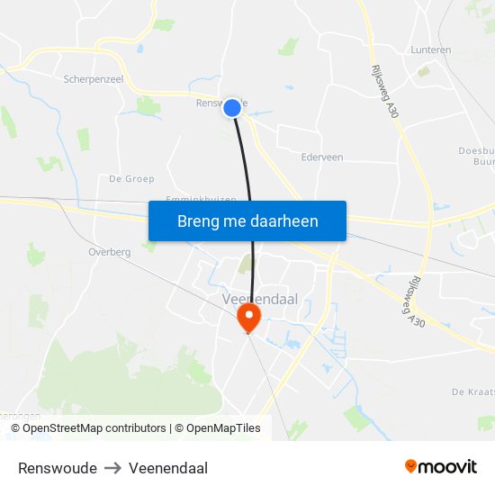 Renswoude to Veenendaal map