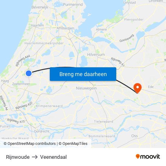 Rijnwoude to Veenendaal map