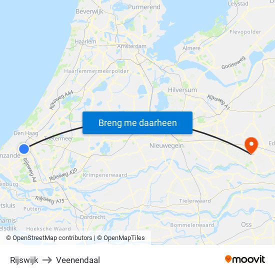Rijswijk to Veenendaal map