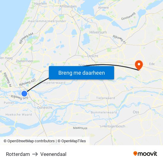 Rotterdam to Veenendaal map
