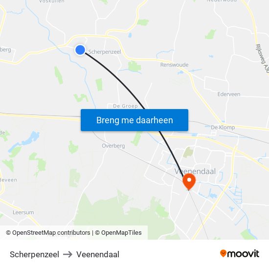 Scherpenzeel to Veenendaal map