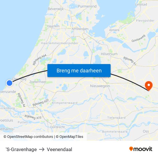 'S-Gravenhage to Veenendaal map