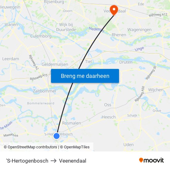 'S-Hertogenbosch to Veenendaal map