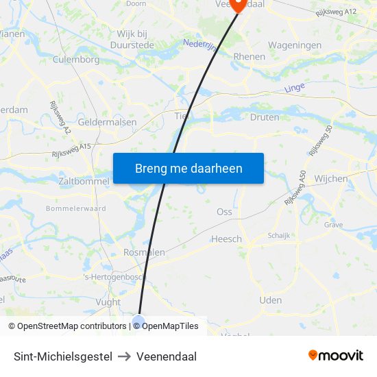 Sint-Michielsgestel to Veenendaal map