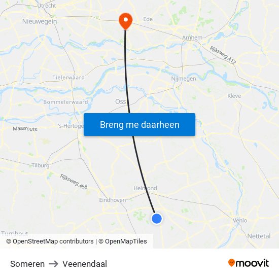 Someren to Veenendaal map