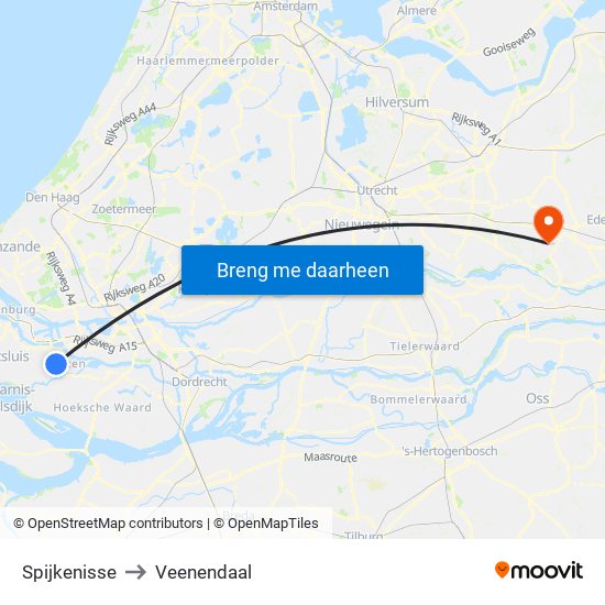 Spijkenisse to Veenendaal map