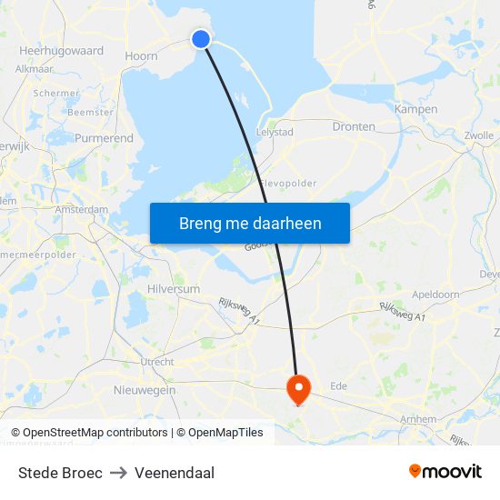 Stede Broec to Veenendaal map