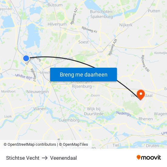 Stichtse Vecht to Veenendaal map