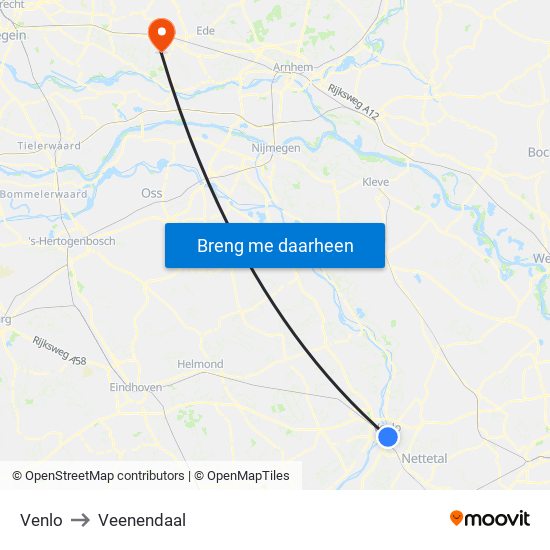 Venlo to Veenendaal map