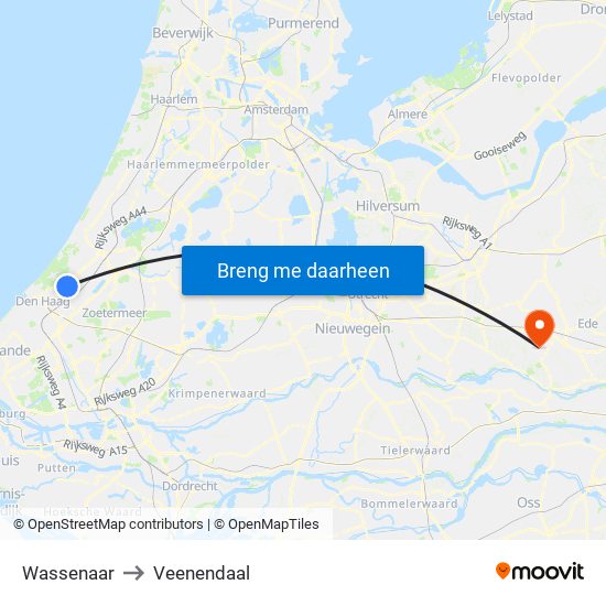 Wassenaar to Veenendaal map