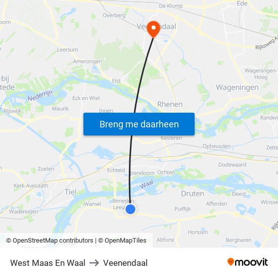 West Maas En Waal to Veenendaal map