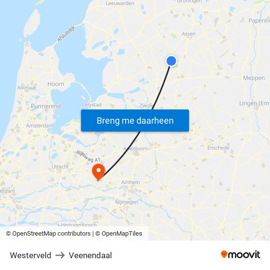 Westerveld to Veenendaal map