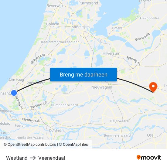 Westland to Veenendaal map