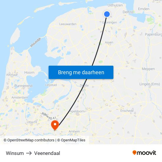 Winsum to Veenendaal map