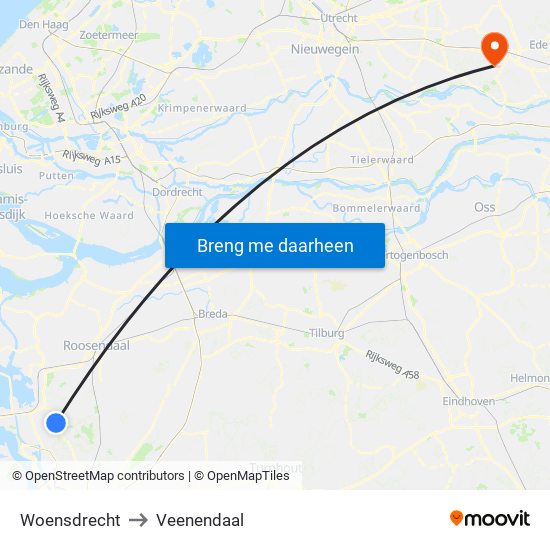 Woensdrecht to Veenendaal map