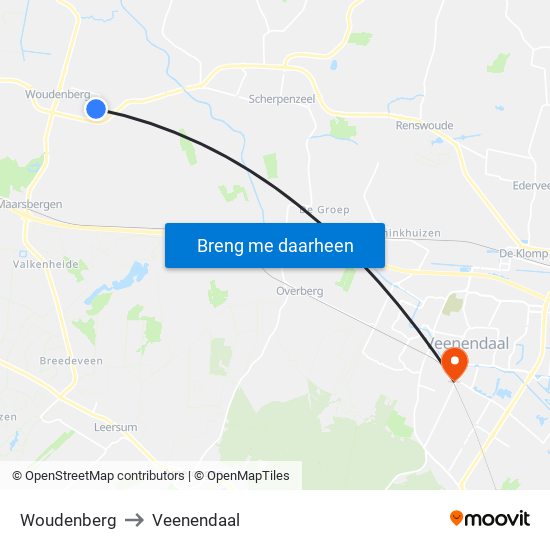 Woudenberg to Veenendaal map