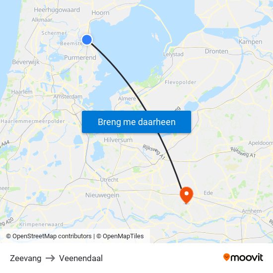 Zeevang to Veenendaal map
