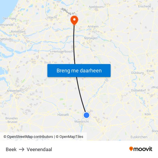 Beek to Veenendaal map