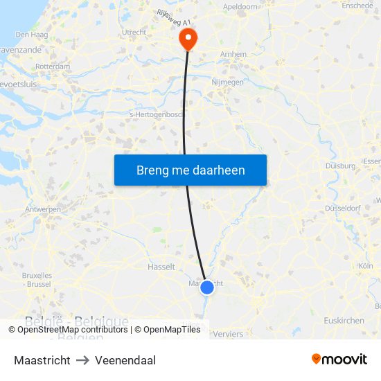 Maastricht to Veenendaal map