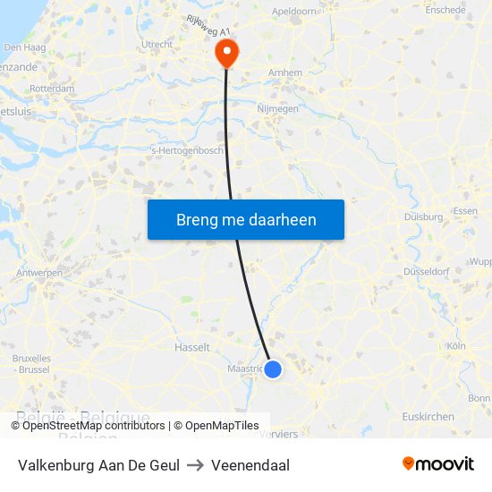 Valkenburg Aan De Geul to Veenendaal map