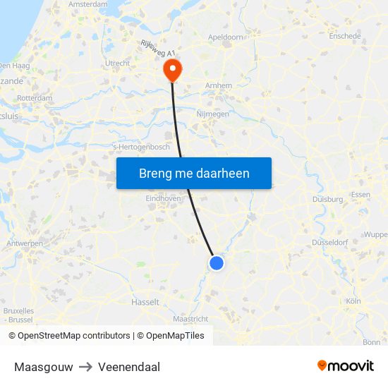Maasgouw to Veenendaal map