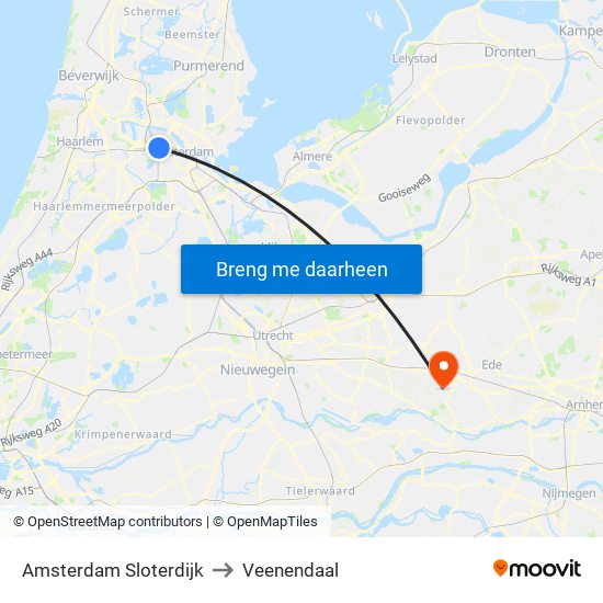 Amsterdam Sloterdijk to Veenendaal map