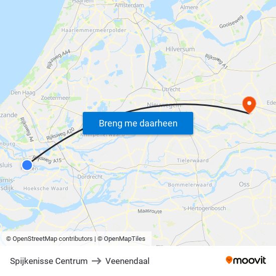 Spijkenisse Centrum to Veenendaal map