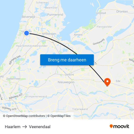 Haarlem to Veenendaal map