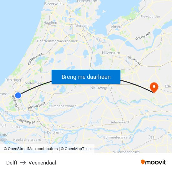 Delft to Veenendaal map