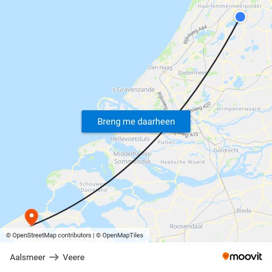Aalsmeer to Veere map