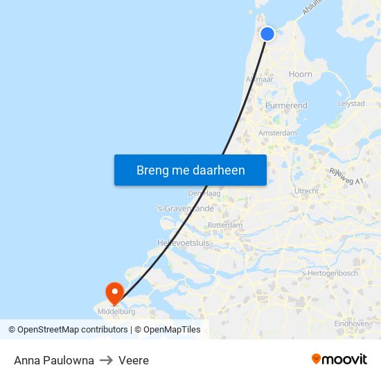 Anna Paulowna to Veere map