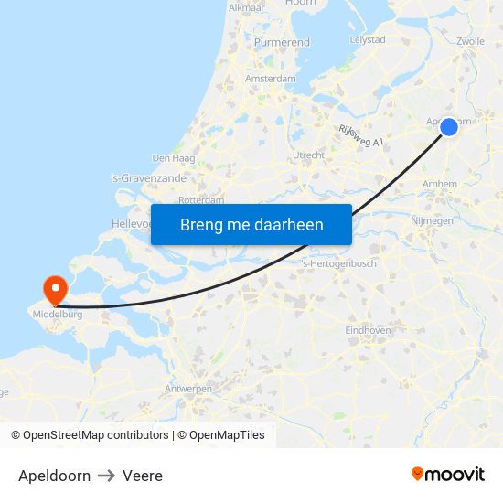 Apeldoorn to Veere map