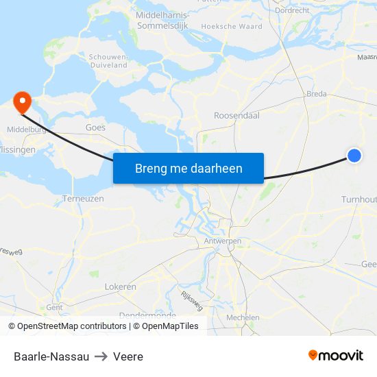 Baarle-Nassau to Veere map