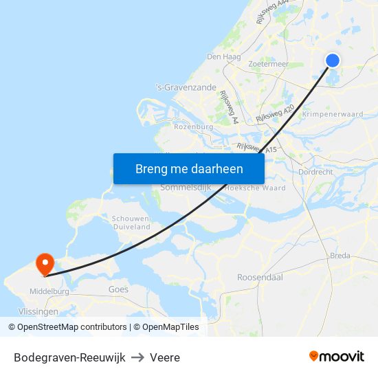 Bodegraven-Reeuwijk to Veere map