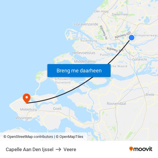 Capelle Aan Den Ijssel to Veere map