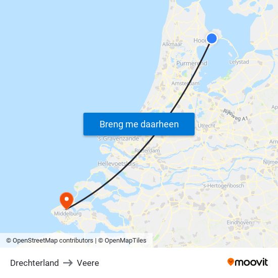 Drechterland to Veere map