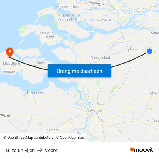 Gilze En Rijen to Veere map