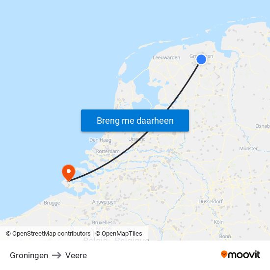 Groningen to Veere map