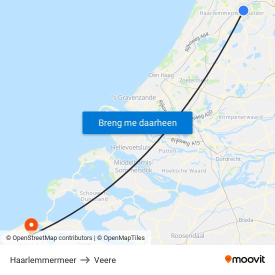 Haarlemmermeer to Veere map
