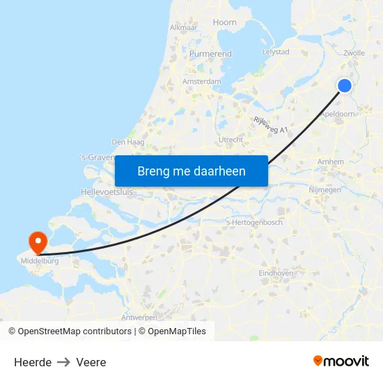 Heerde to Veere map