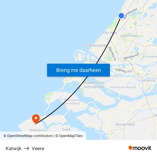 Katwijk to Veere map