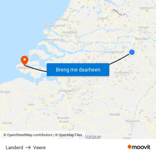 Landerd to Veere map