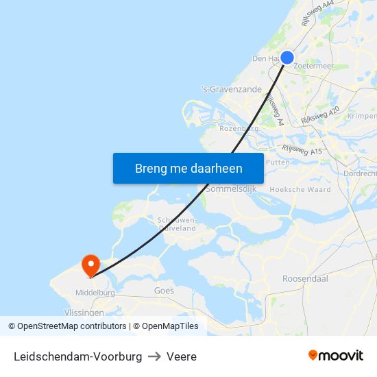 Leidschendam-Voorburg to Veere map