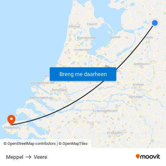 Meppel to Veere map