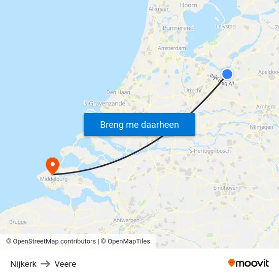 Nijkerk to Veere map