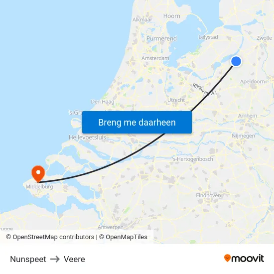 Nunspeet to Veere map