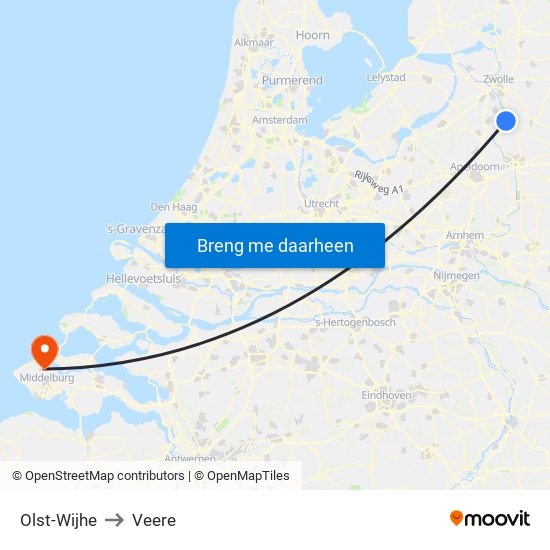 Olst-Wijhe to Veere map