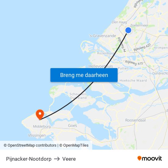 Pijnacker-Nootdorp to Veere map