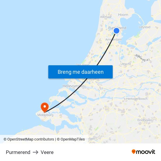 Purmerend to Veere map